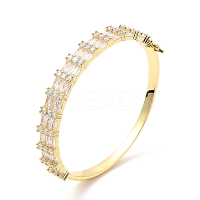 Clear Cubic Zirconia Hinged Bangle BJEW-J165-17G-1