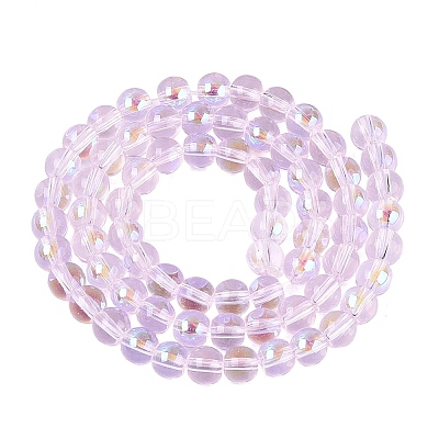 Transparent Electroplate Glass Beads Strands EGLA-Q132-6MM-01A-12-1