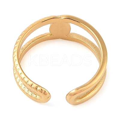 Ion Plating(IP) 304 Stainless Steel Open Cuff Rings for Women RJEW-Z057-10G-04-1