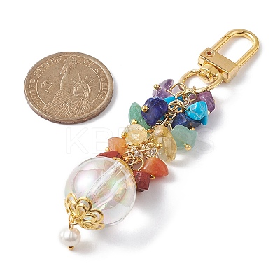 Chakra Natural Mixed Stone Beaded Pendant Decorations HJEW-JM01109-1