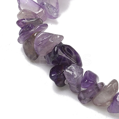 Natural Amethyst Chip Beads Stretch Bracelet for Women BJEW-AL00003-02-1