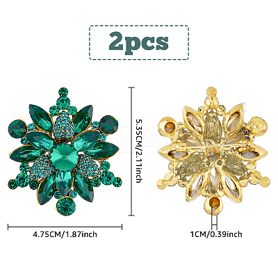 2Pcs Rhinestone Flower Brooch Pin JEWB-HY0001-10A-1