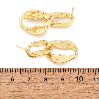Nuggets Brass Dangle Stud Earrings EJEW-R025-13G-1