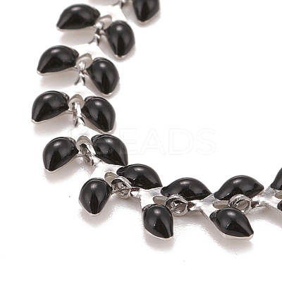 Enamel Wheat Link Chains Bracelet BJEW-P271-02P-1