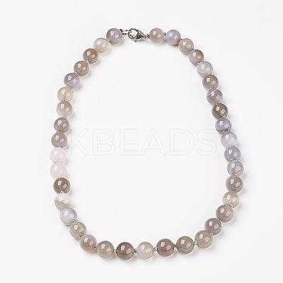 Natural Dyed Agate Beads Necklaces NJEW-F139-6mm-02-1