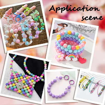 50Pcs 5 Colors Opaque Acrylic Beads Sets MACR-SP0001-58B-1