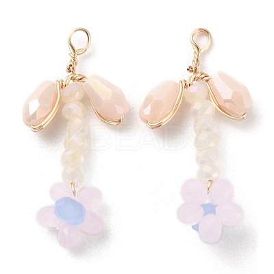 Glass Beaded Pendants GLAA-K060-02G-05-1