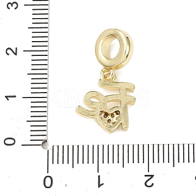 Brass Micro Pave Clear Cubic Zirconia European Dangle Charms KK-B159-06G-1