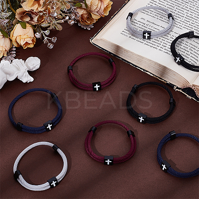 8Pcs 4 Colors Braided Rope Polyester Cord Bracelets BJEW-UN0001-55-1