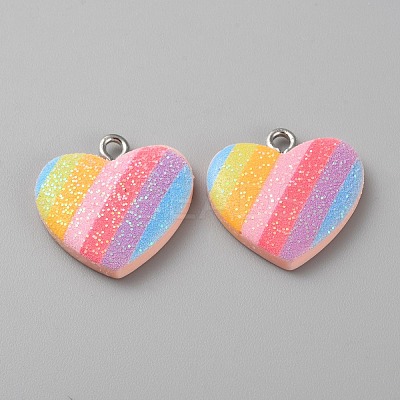 Rainbow Color Opaque Resin Pendants LS-RESI-WH0026-101B-1