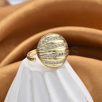 Rack Plating Brass Micro Pave Clear Cubic Zirconia Cuff Finger Rings for Women RJEW-M028-41G-1