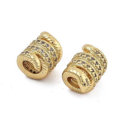 Brass Micro Pave Cubic Zirconia European Beads KK-Q006-49G-1
