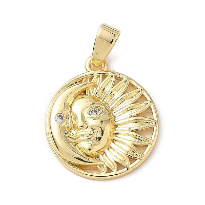 Brass Micro Pave Cubic Zirconia Pendants KK-P334-29G-1