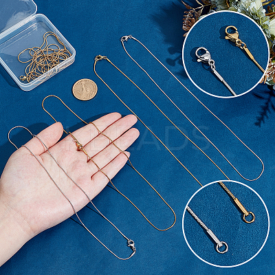 10Pcs 2 Colors 0.9MM 304 Stainless Steel Snake Chain Necklaces STAS-AR0002-64-1
