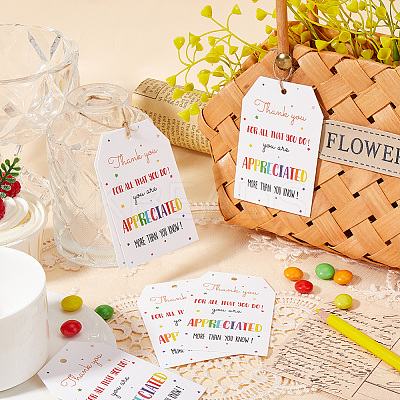 100Pcs Birthday Theme Rectangle Paper Tag Cards with 20m Jute Cord Kit DIY-SP0003-89D-1