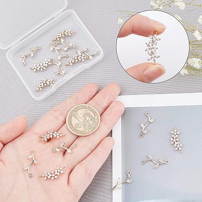 20Ppcs 2 Style Brass Micro Pave Clear Cubic Zirconia Links Connectors KK-CA0002-93-1