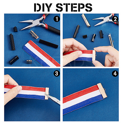 32Pcs 16 Style Brass Ribbon Crimp Ends KK-PH0009-44-1