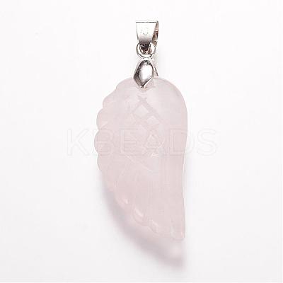 Natural Rose Quartz Pendants G-E339-02H-1