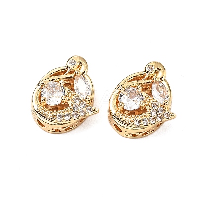 Brass Micro Pave Cubic Zirconia Beads KK-A259-09G-1