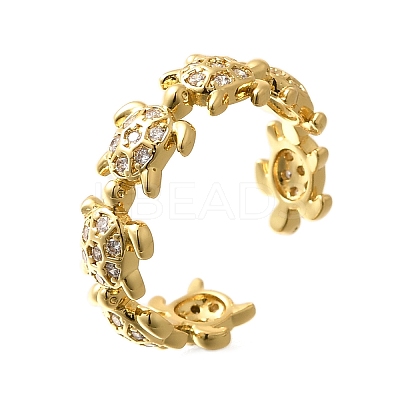 Brass Micro Pave Clear Cubic Zirconia Cuff Rings for Women RJEW-Q008-13G-1