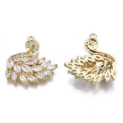 Brass Micro Pave Clear Cubic Zirconia Pendants ZIRC-S069-031G-1