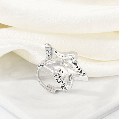 Anti-Tarnish 304 Stainless Steel Star Open Cuff Rings RJEW-M047-06P-1