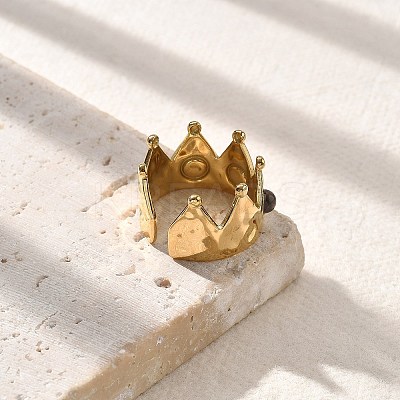 Natural Tiger Eye Finger Rings STAS-Z112-09G-03-1