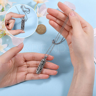 1Pc 304 Stainless Steel Tree of Life Hollow Column Pendant Pet Urn Ashes Necklaces NJEW-CA0001-28EB-1