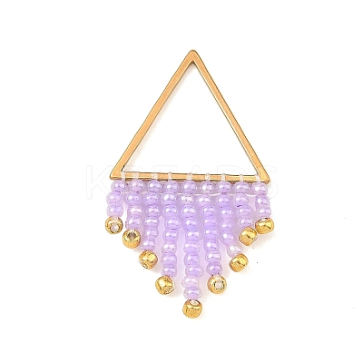 Glass Seed Beads Tassel Pendants PALLOY-MZ01455-01-1