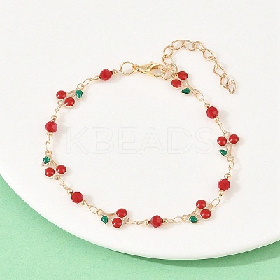 Alloy Enamel & Glass Link Chain Bracelets BJEW-A156-05G-1