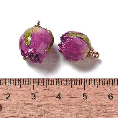 Preserved Rose with Golden Alloy Pendants FIND-M010-01B-1