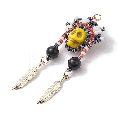Seed Glass & Synthetic Turquoise Pendant PALLOY-MZ00243-04-1