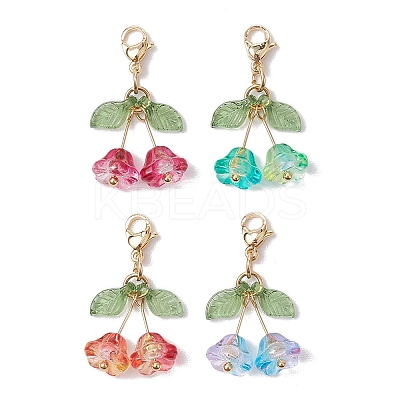 4Pcs 4 Styles Flower Glass & Acrylic Pendant Decorations X1-HJEW-TA00265-1