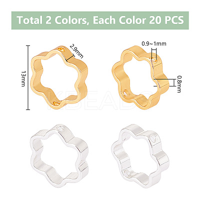 40Pcs 2 Colors Rack Plating Brass Bead Frames KK-PH0006-31-1