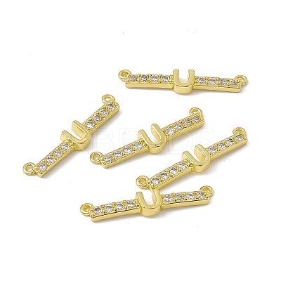 Rack Plating Brass Micro Pave Clear Cubic Zirconia Connector Charms KK-C007-37G-U-1