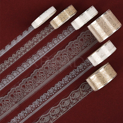 1Bag Lace Patterns PET Floral Decorative Tape Set AJEW-SP0002-74E-1