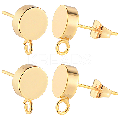 20Pcs Flat Round Brass Stud Earring Findings KK-BBC0013-96D-1
