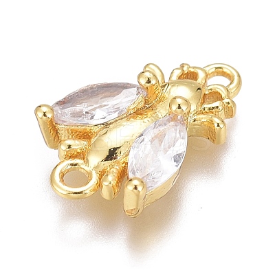 Brass Micro Pave Clear Cubic Zirconia Charms ZIRC-O035-24G-1