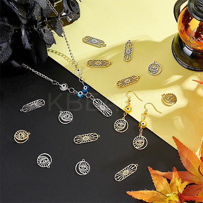 16Pcs 4 Style 304 Stainless Steel Pendants STAS-UN0038-89-1
