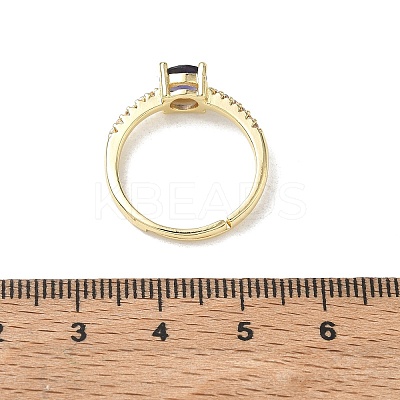 Brass & Round Cubic Zirconia Finger Rings CU-CBA7E55-19G-02-1