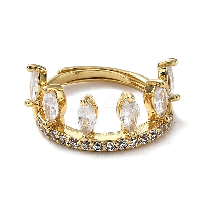 Cubic Zirconia Crown Adjustable Rings RJEW-Q777-10G-03-1
