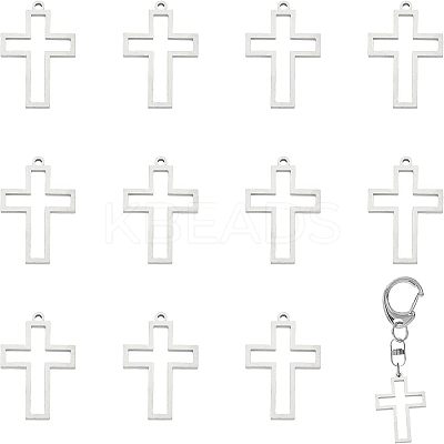 12Pcs 304 Stainless Steel Open Back Bezel Pendants STAS-CA0001-66-1