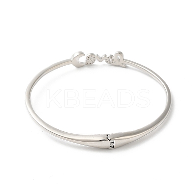Rack Plating Brass Micro Pave Clear Cubic Zirconia Love Word Hinged Bangles BJEW-G716-02P-1