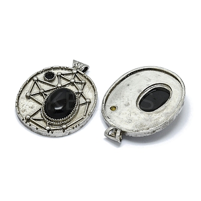 Natural Obsidian Oval Pendants G-Q165-03AS-03-1