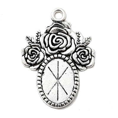 Tibetan Style Alloy Pendant Cabochon Settings TIBEP-5199-AS-LF-1