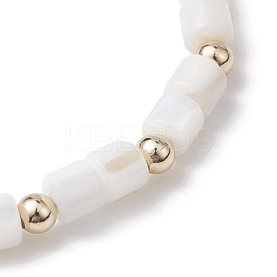 Natural Freshwater Shell Column Beaded Stretch Bracelets for Women BJEW-JB10934-1