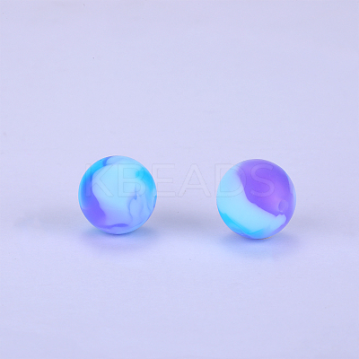 Printed Round Silicone Focal Beads SI-JX0056A-76-1