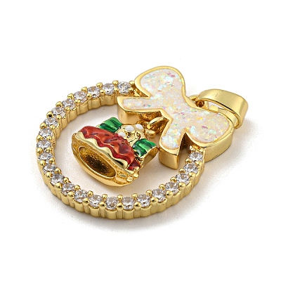 Christmas Brass Micro Pave Cubic Zirconia Pendants KK-H468-01C-01G-1