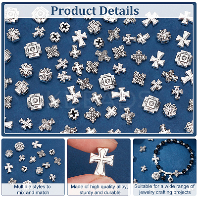 80Pcs 8 Styles Tibetan Style Zinc Alloy Beads TIBEB-FG0001-01-1