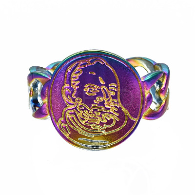Textured Flat Round Cuff Rings RJEW-N038-015-1